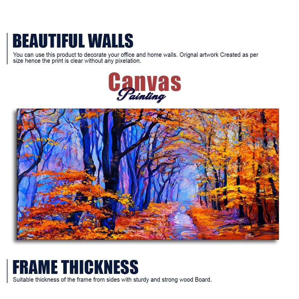 Premium Canvas Abstract Art Wall Painting of Forest in Autumn - Image 6