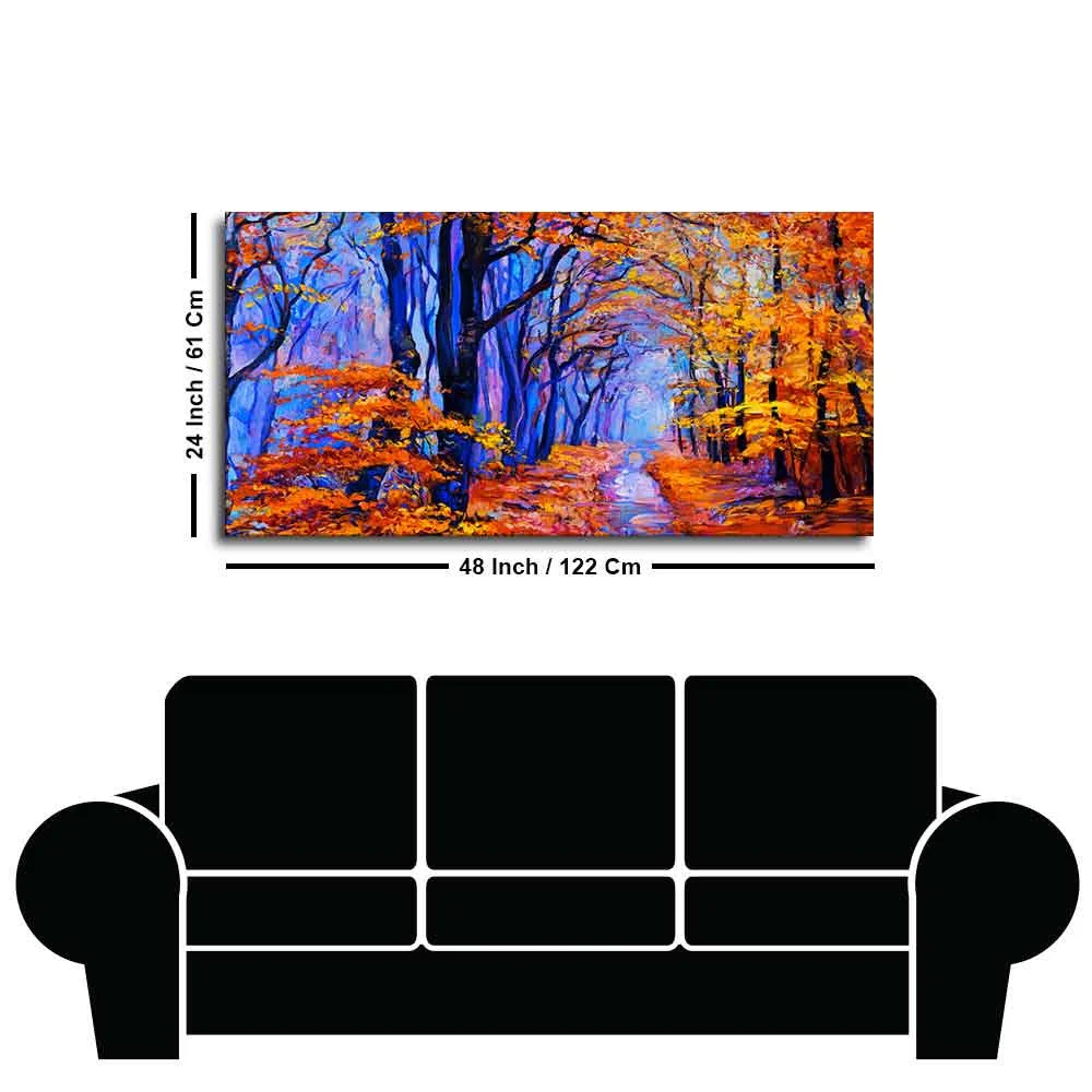 Premium Canvas Abstract Art Wall Painting of Forest in Autumn - Image 7