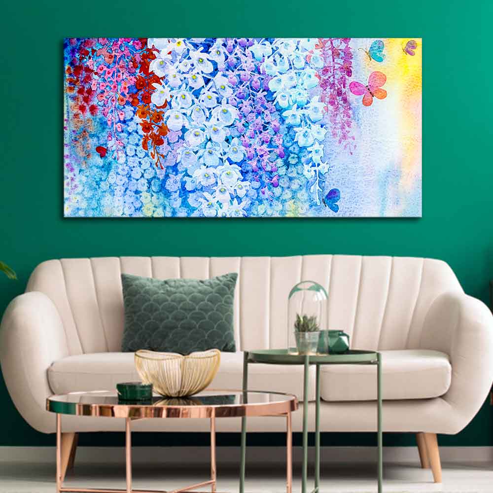 Premium Canvas Abstract Art Wall Painting of Orchid Flowers - Image 3