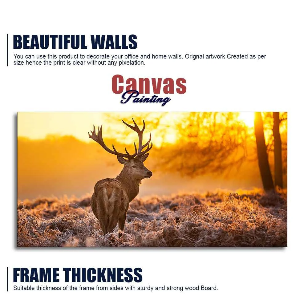 Premium Canvas Painting of Red Deer in Forest at Sunrise - Image 6