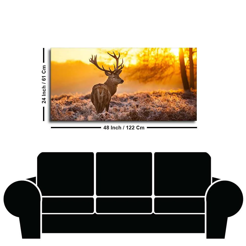 Premium Canvas Painting of Red Deer in Forest at Sunrise - Image 7