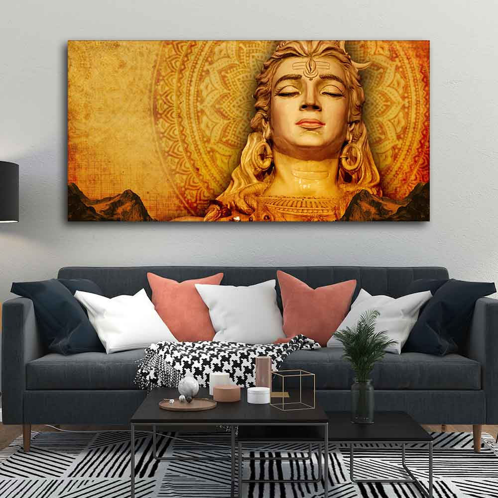Premium Canvas Spiritual Lord Shiva Wall Painting - Image 3