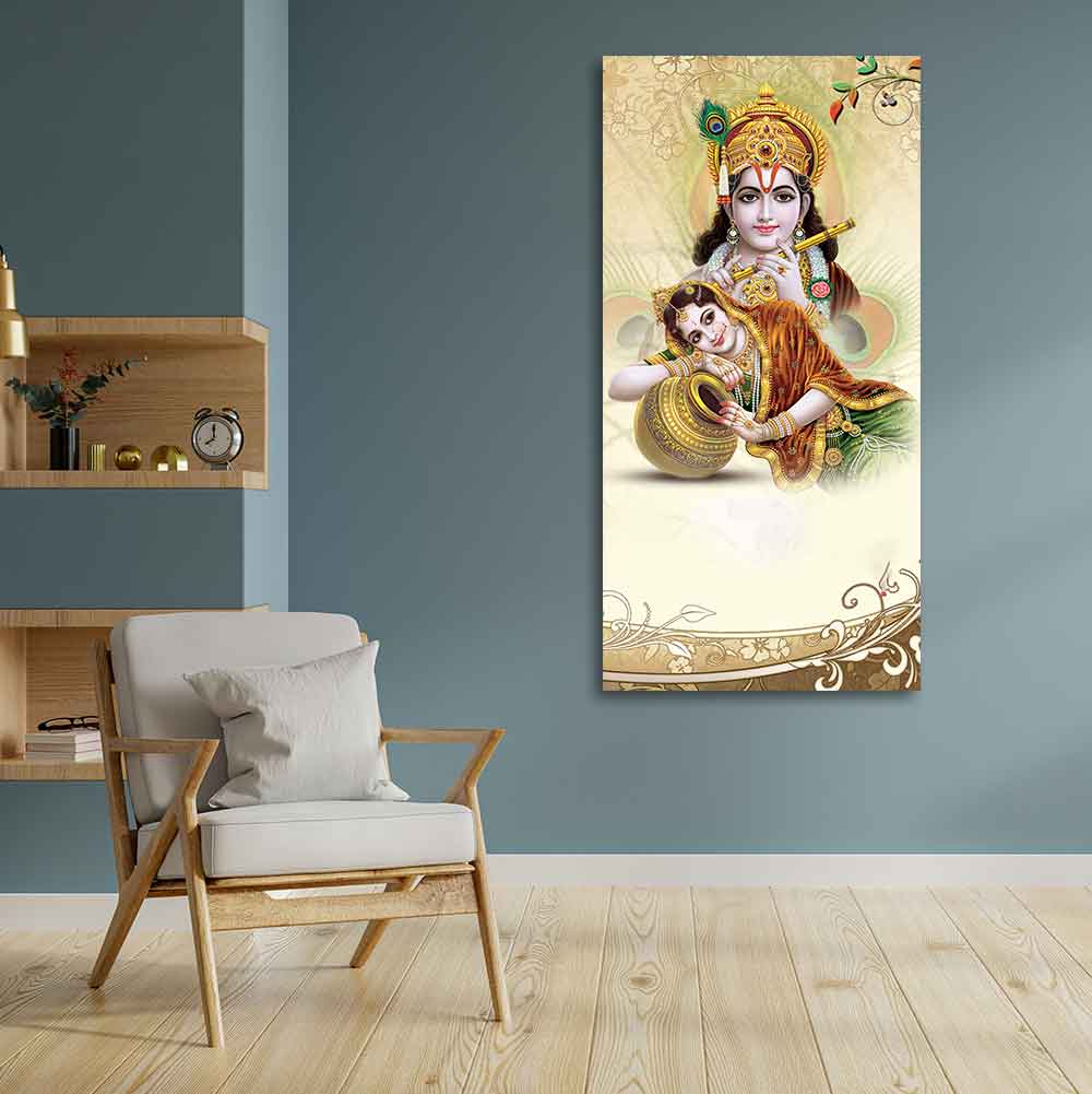 Premium Canvas Vertical Wall Painting of Lord Radha Krishna - Image 5