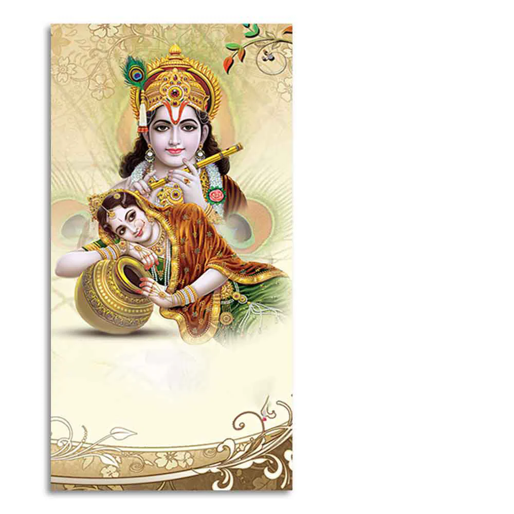 Premium Canvas Vertical Wall Painting of Lord Radha Krishna - Image 6