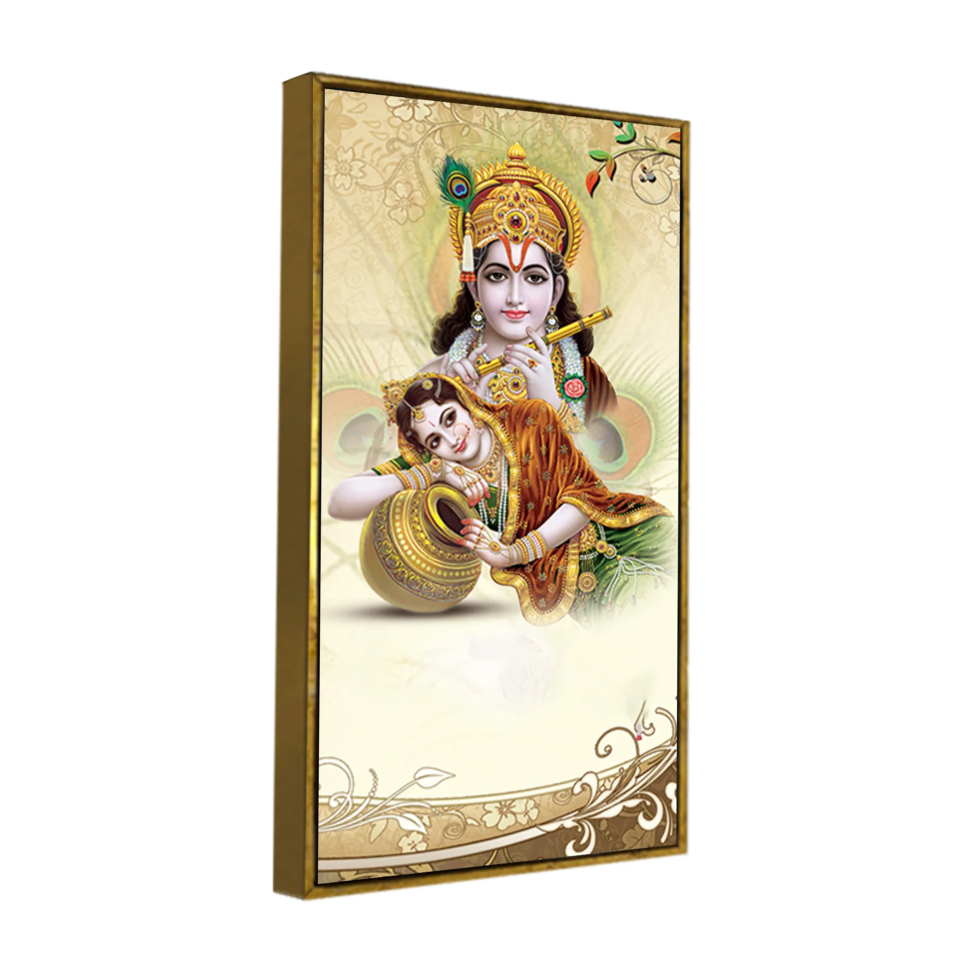 Premium Canvas Vertical Wall Painting of Lord Radha Krishna - Image 7