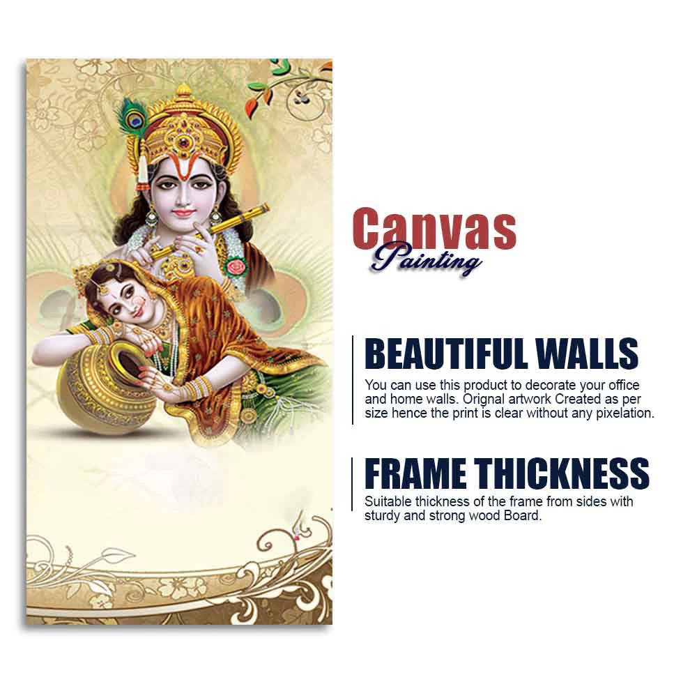 Premium Canvas Vertical Wall Painting of Lord Radha Krishna - Image 9