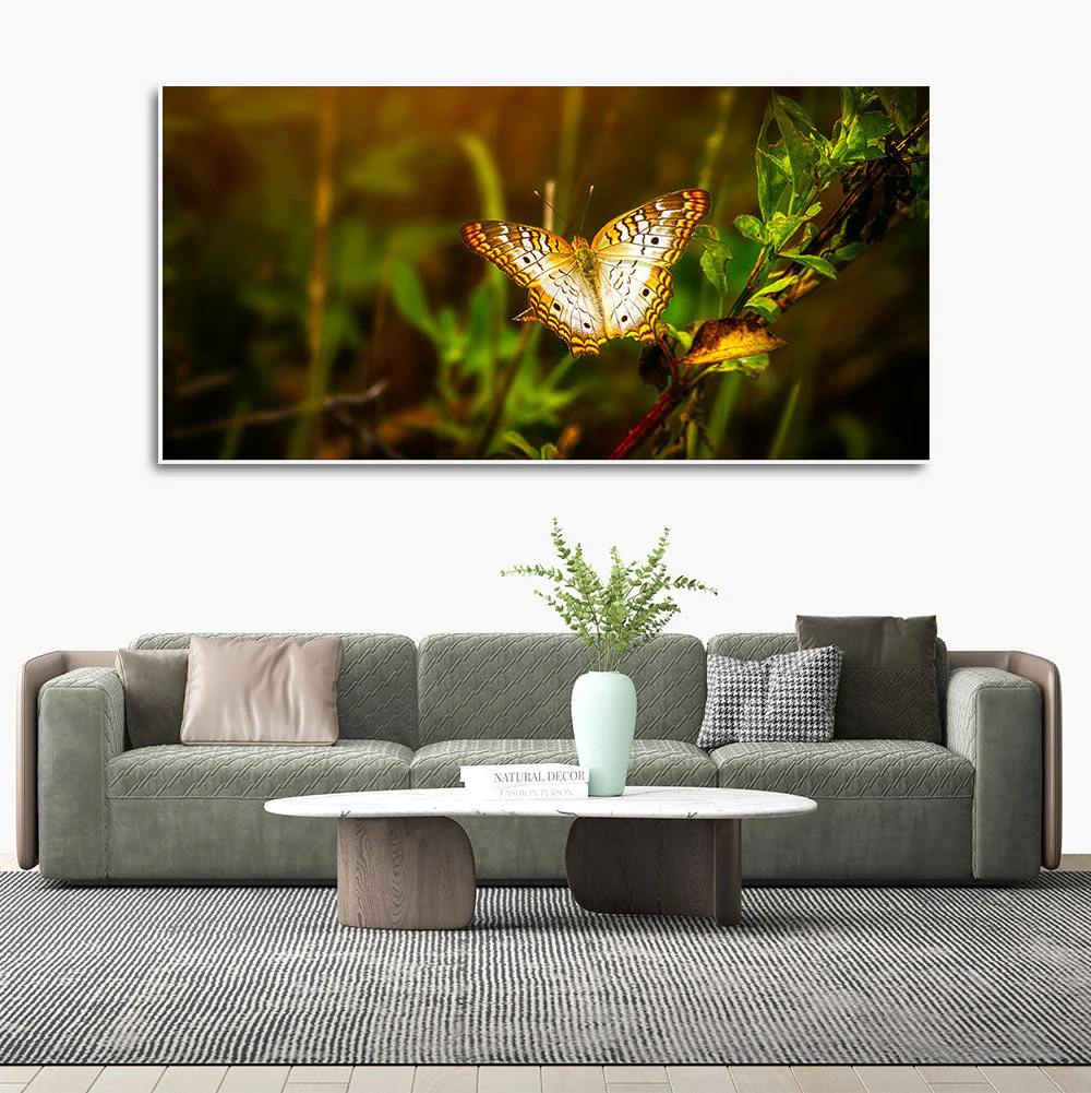 Premium Canvas Wall Painting of A Beautiful Butterfly in Forest - Image 3
