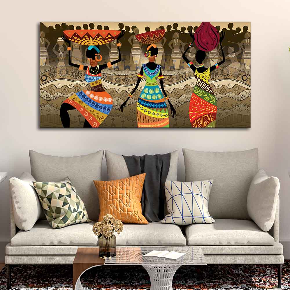 Premium Canvas Wall Painting of African Warli Art - Image 2