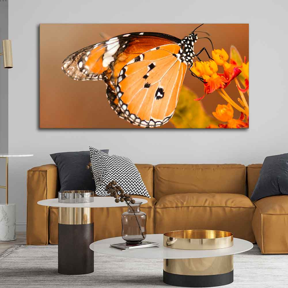 Premium Canvas Wall Painting of Beautiful Butterfly on Flower - Image 5