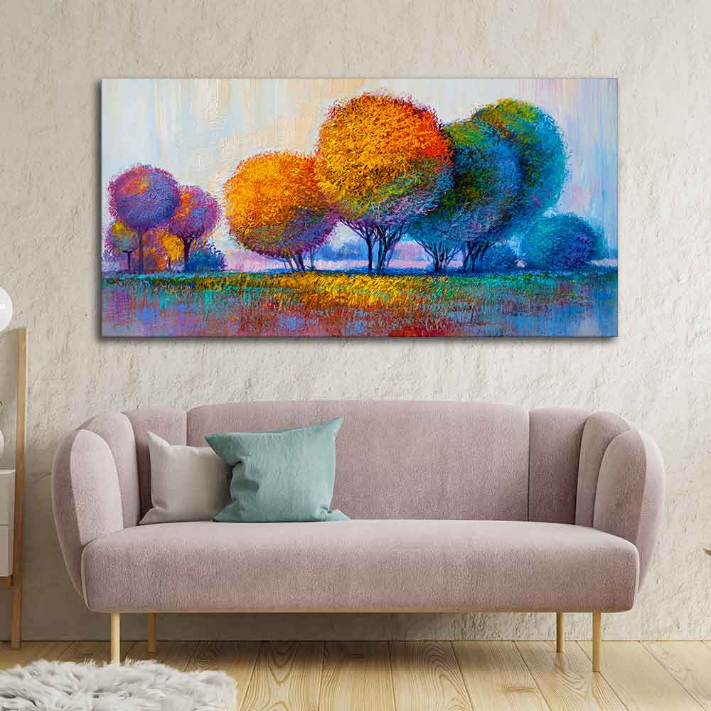 Premium Canvas Wall Painting of Beautiful Colorful Trees - Image 3