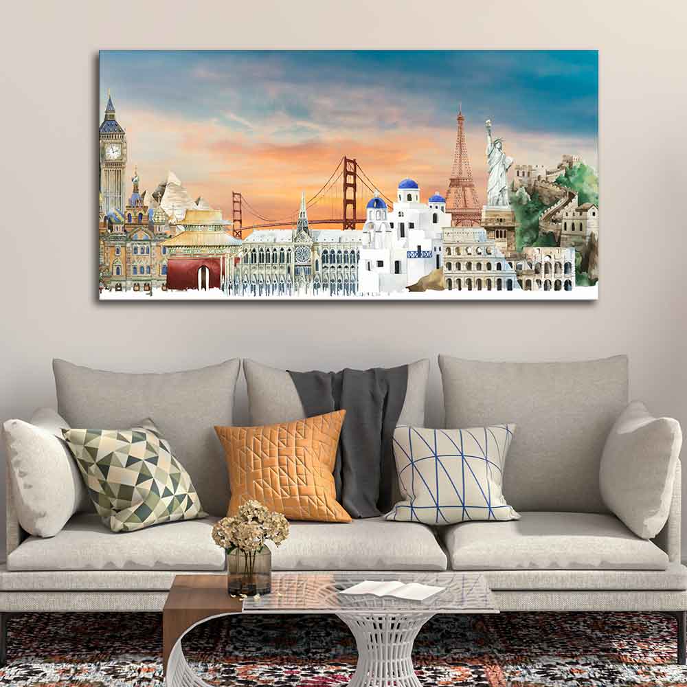 Premium Canvas Wall Painting of Famous Monuments - Image 2