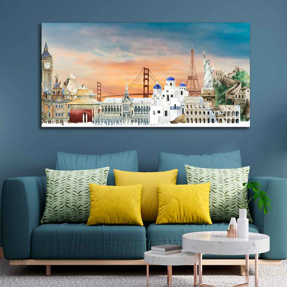 Premium Canvas Wall Painting of Famous Monuments - Image 3