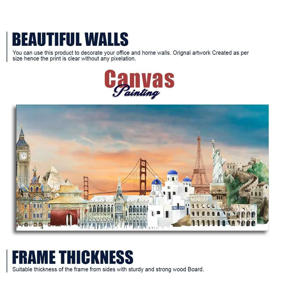 Premium Canvas Wall Painting of Famous Monuments - Image 6