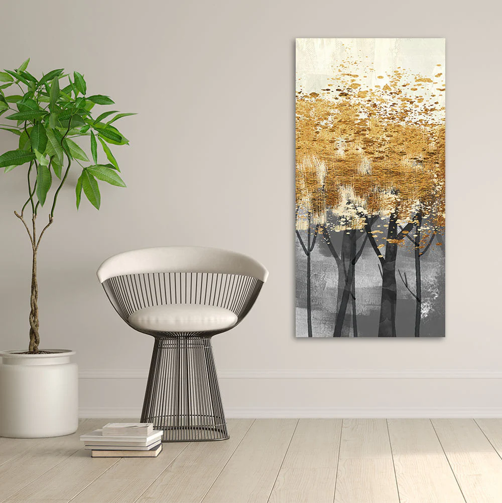Premium Canvas Wall Painting of Golden Metallic Forest - Image 2