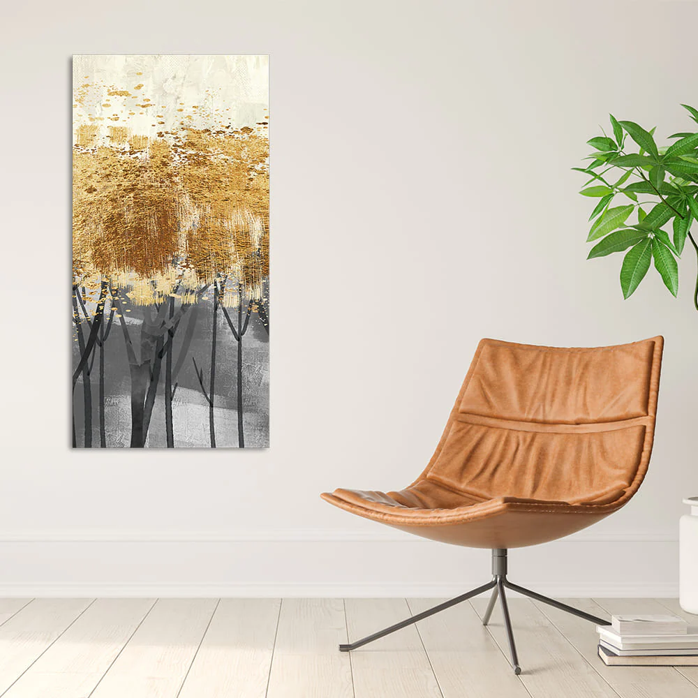 Premium Canvas Wall Painting of Golden Pattern Metallic Forest - Image 2