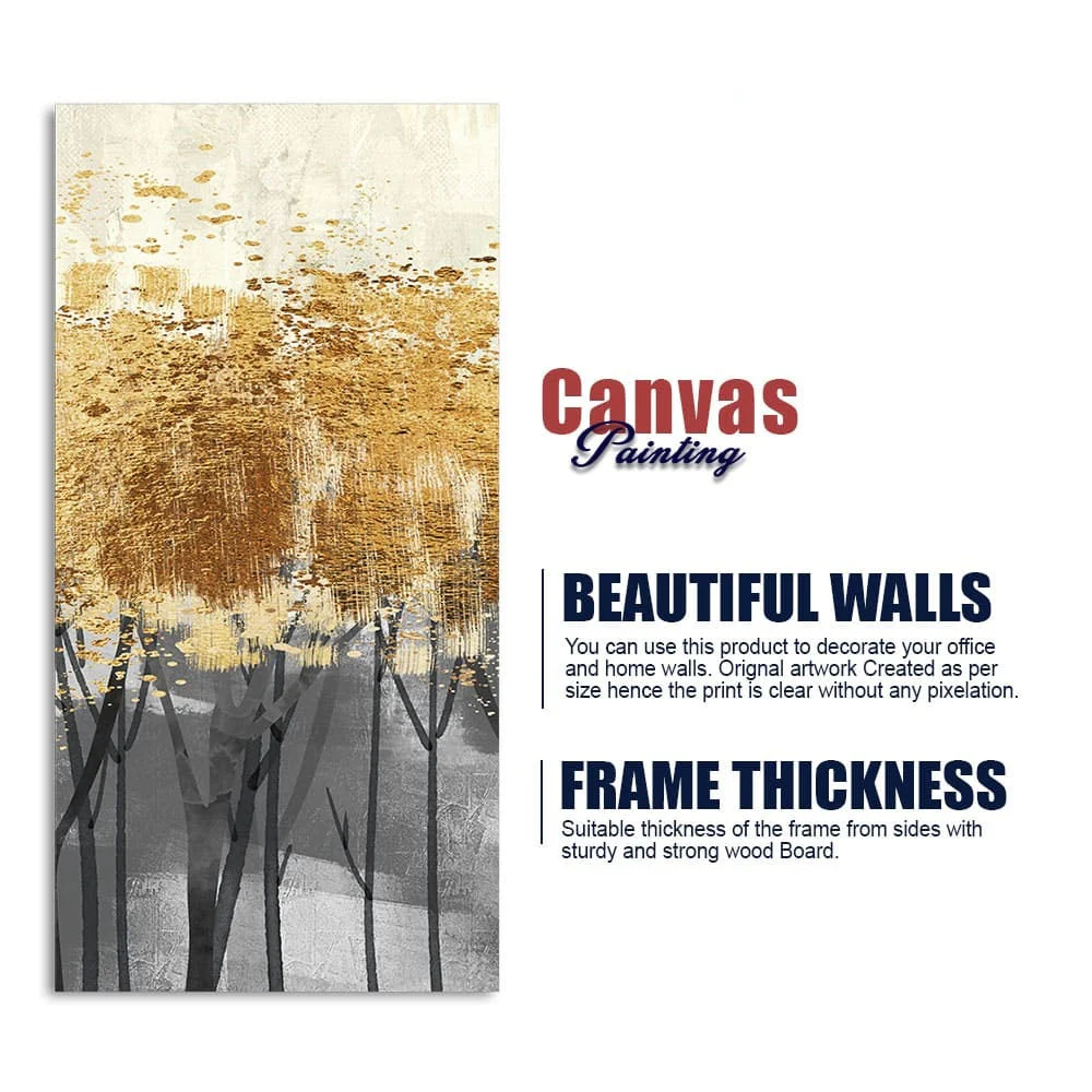 Premium Canvas Wall Painting of Golden Pattern Metallic Forest - Image 6