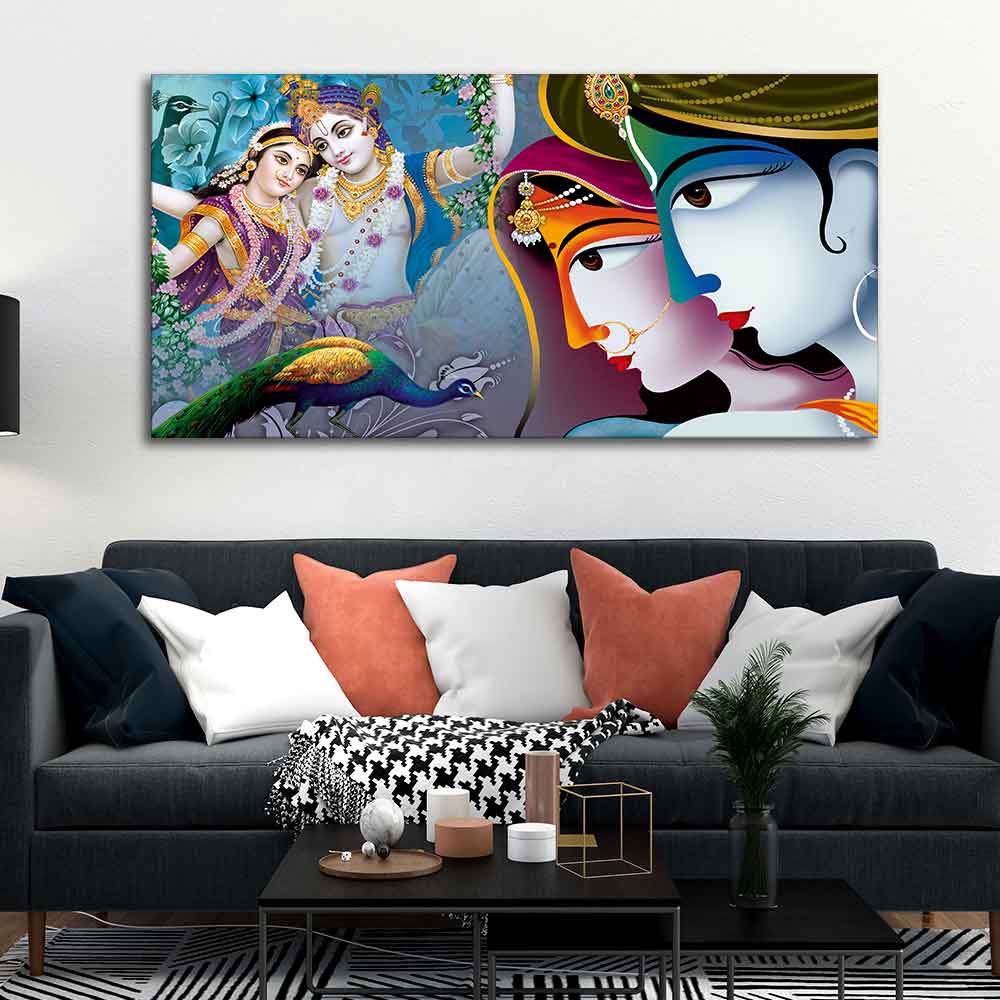 Premium Canvas Wall Painting of Indian God Radha Krishna - Image 2