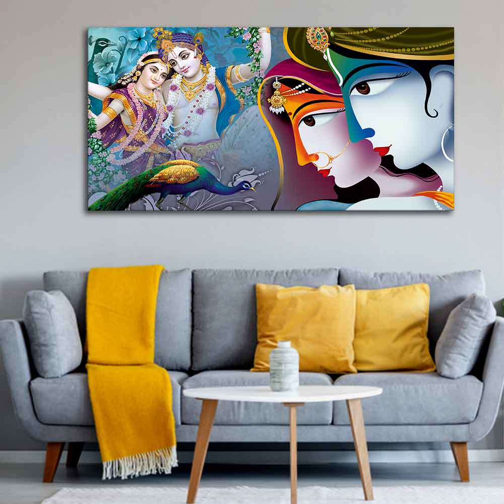 Premium Canvas Wall Painting of Indian God Radha Krishna - Image 3