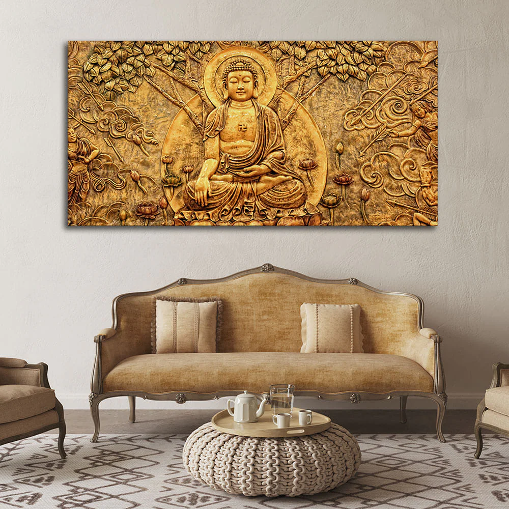 Premium Canvas Wall Painting of Lord Buddha Sculpture - Image 2