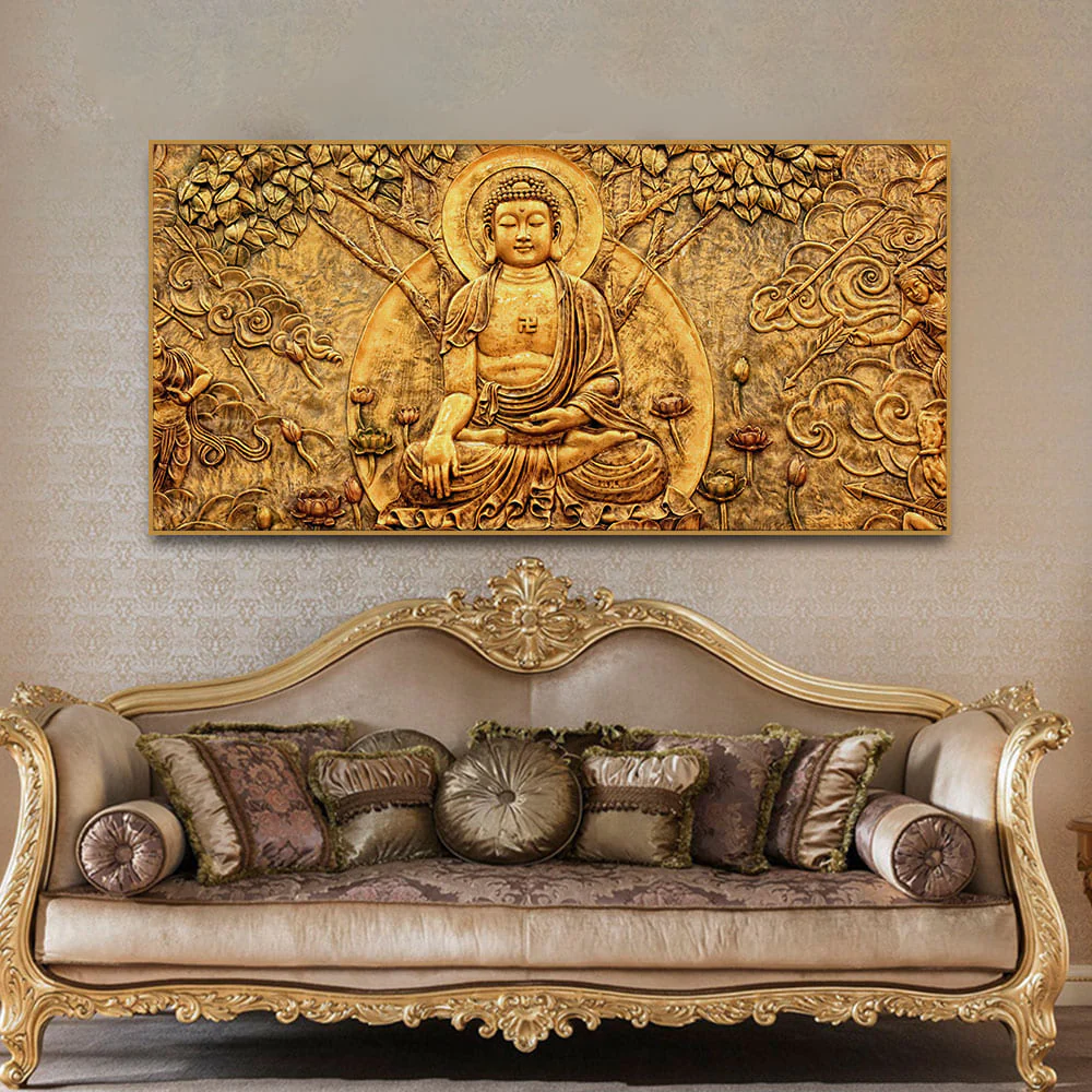 Premium Canvas Wall Painting of Lord Buddha Sculpture - Image 3