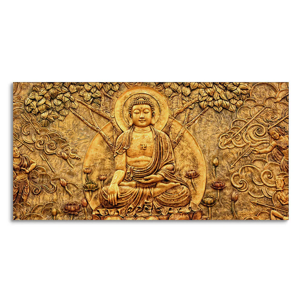 Premium Canvas Wall Painting of Lord Buddha Sculpture - Image 4