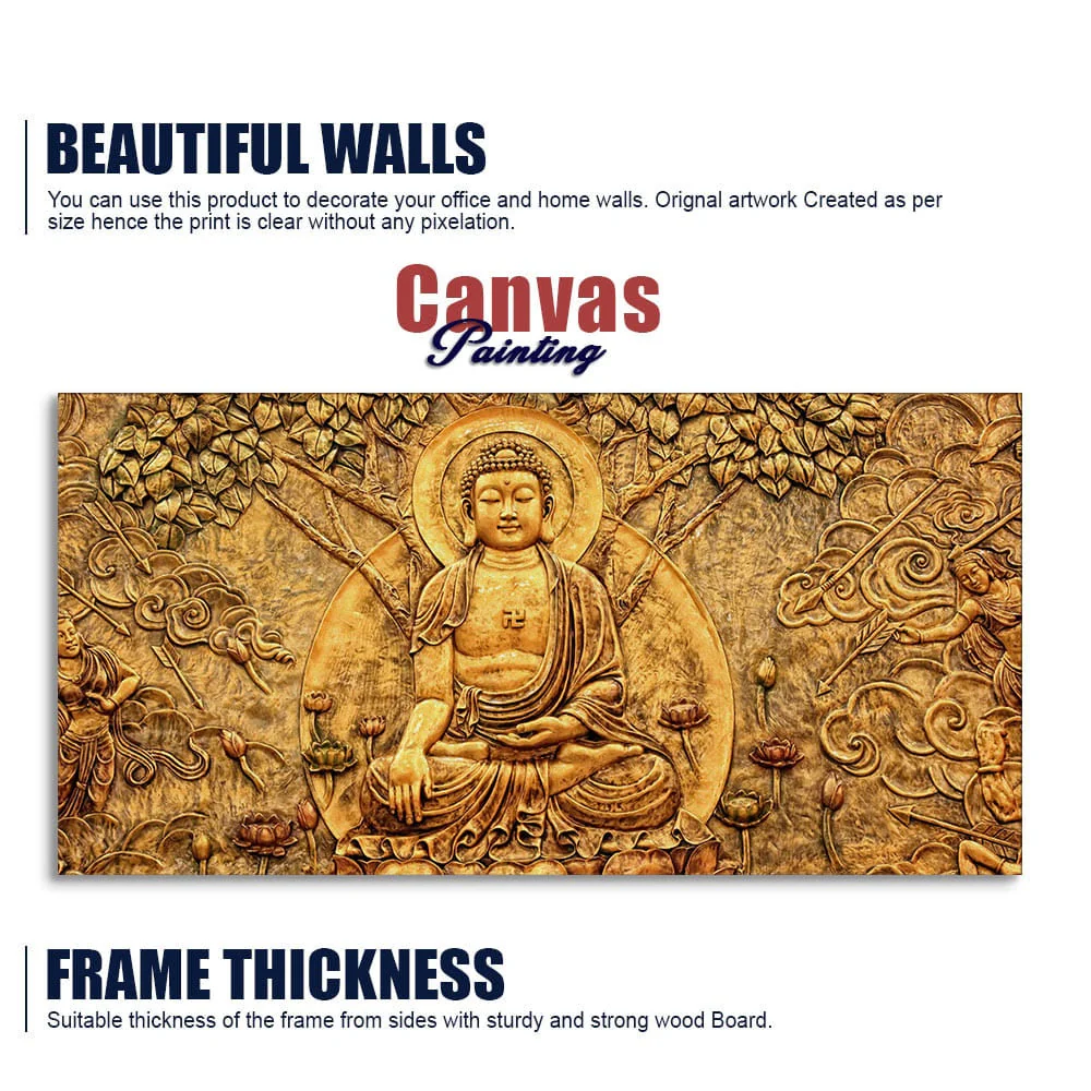 Premium Canvas Wall Painting of Lord Buddha Sculpture - Image 6