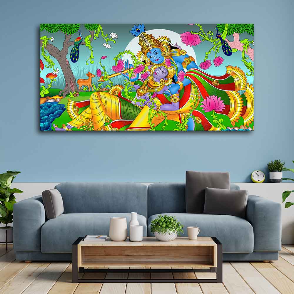 Premium Canvas Wall Painting of Lord Radha and Krishna - Image 3