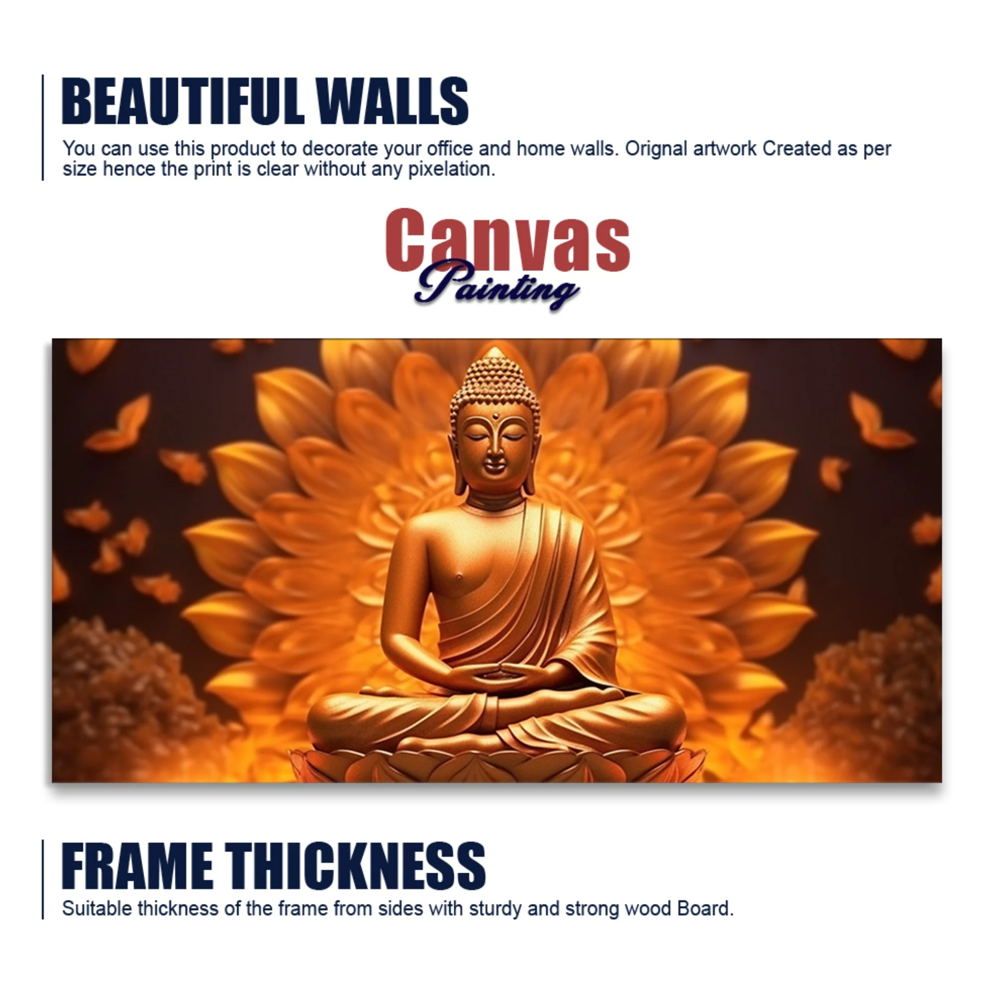 Premium Canvas Wall Painting of Meditating Lord Buddha - Image 6