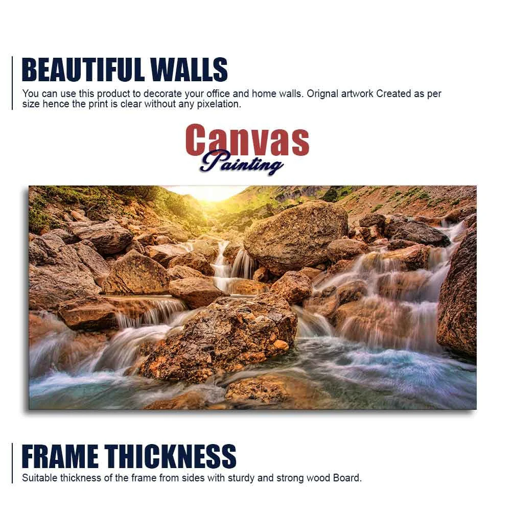 Premium Canvas Wall Painting of Waterfall at Sunrise - Image 6