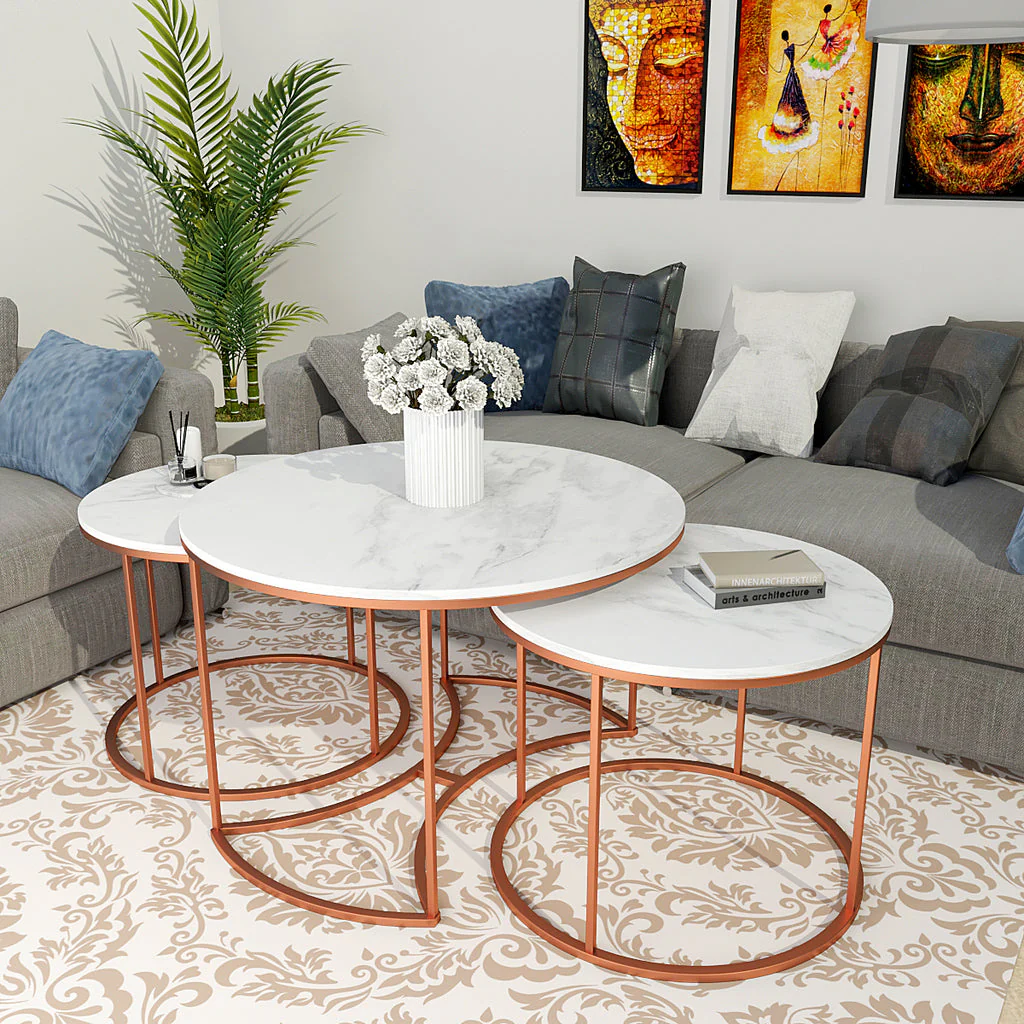 Premium Copper Nesting Trio Tables Set of 3 - Image 3