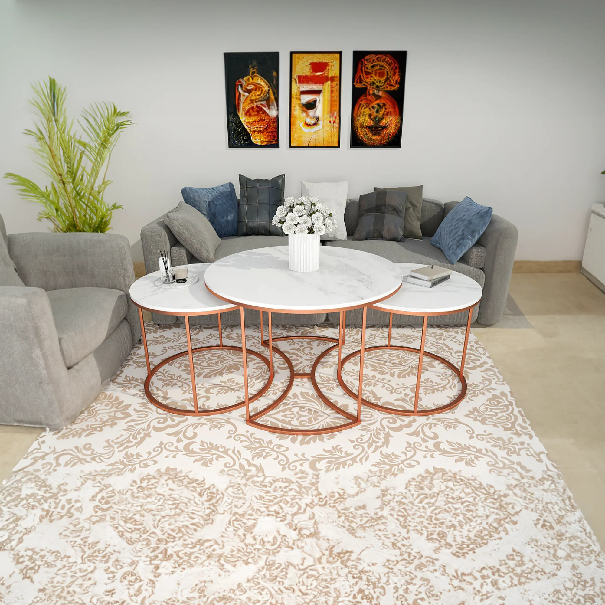 Premium Copper Nesting Trio Tables Set of 3 - Image 4