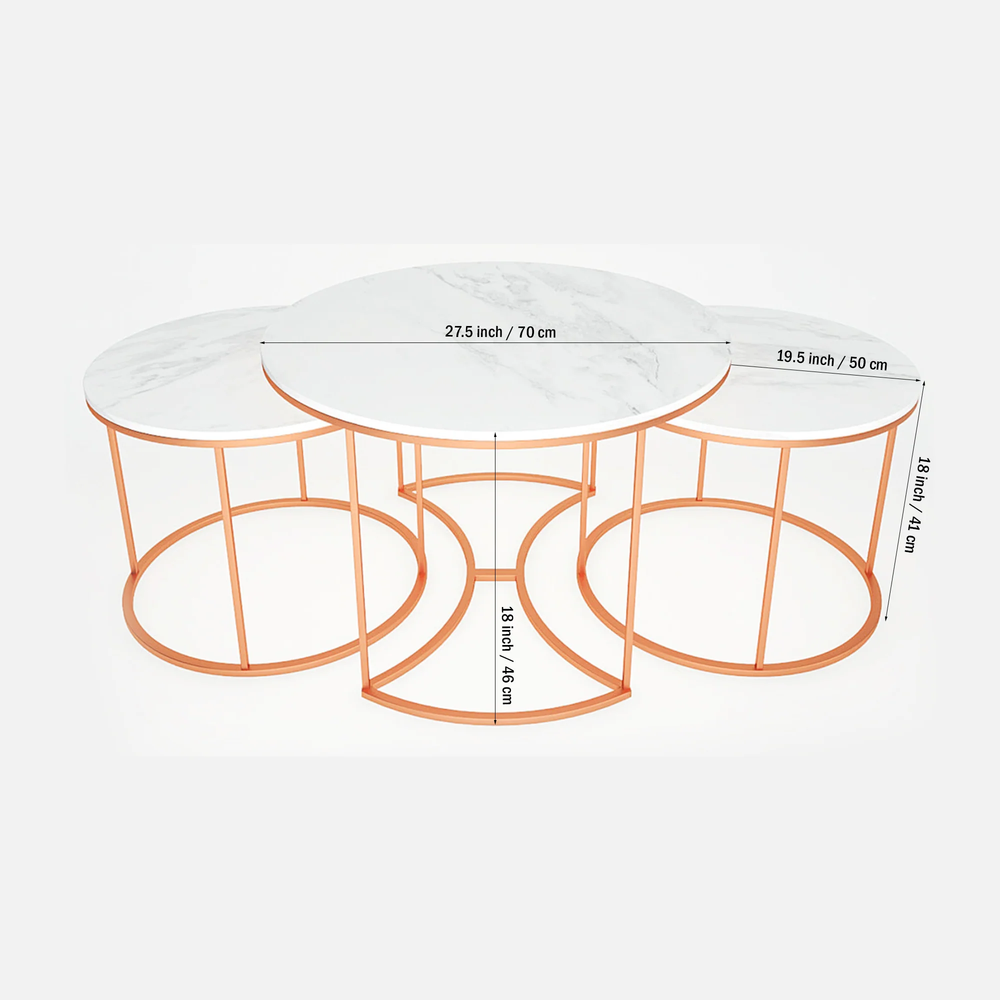 Premium Copper Nesting Trio Tables Set of 3 - Image 8