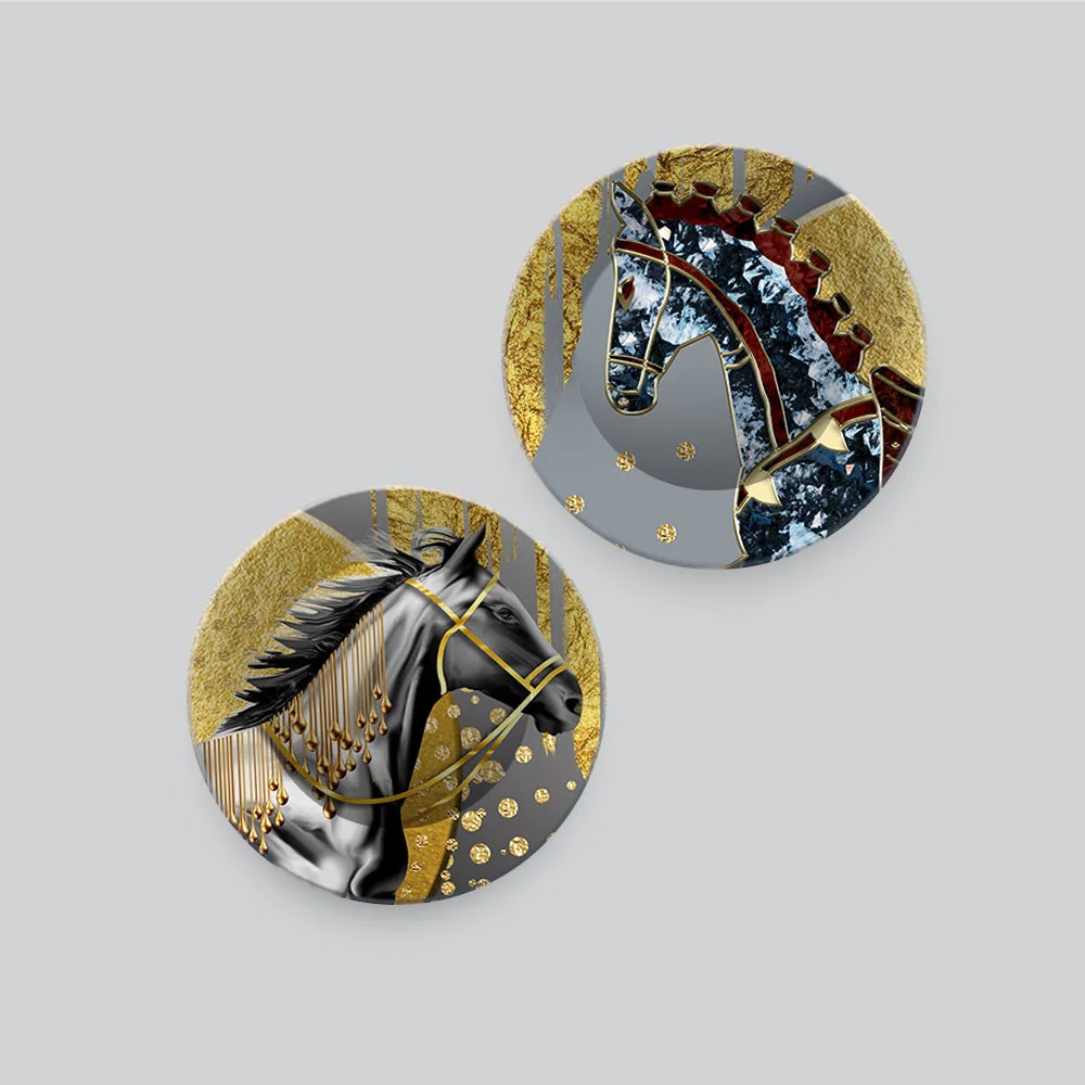Premium Decorative Horse Art Wall Hanging Plates of Two Pieces - Image 4