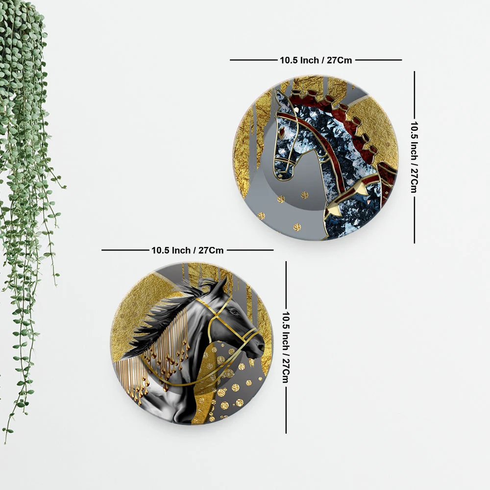 Premium Decorative Horse Art Wall Hanging Plates of Two Pieces - Image 6