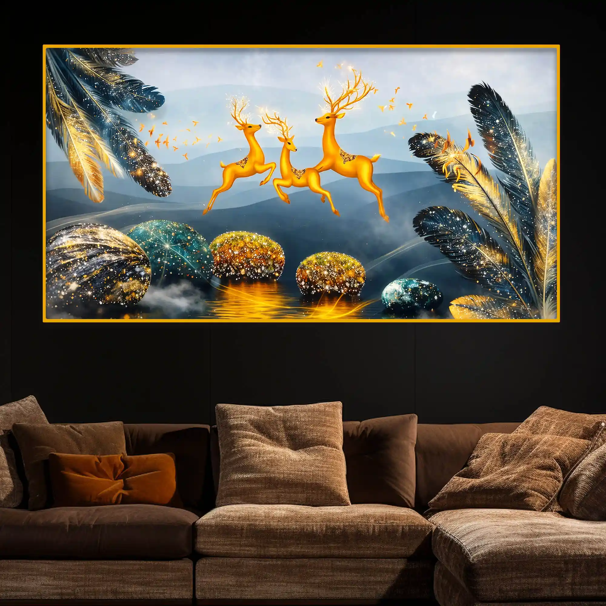 Premium Deer Crystal Glass Painting for Living Room Décor - Image 3