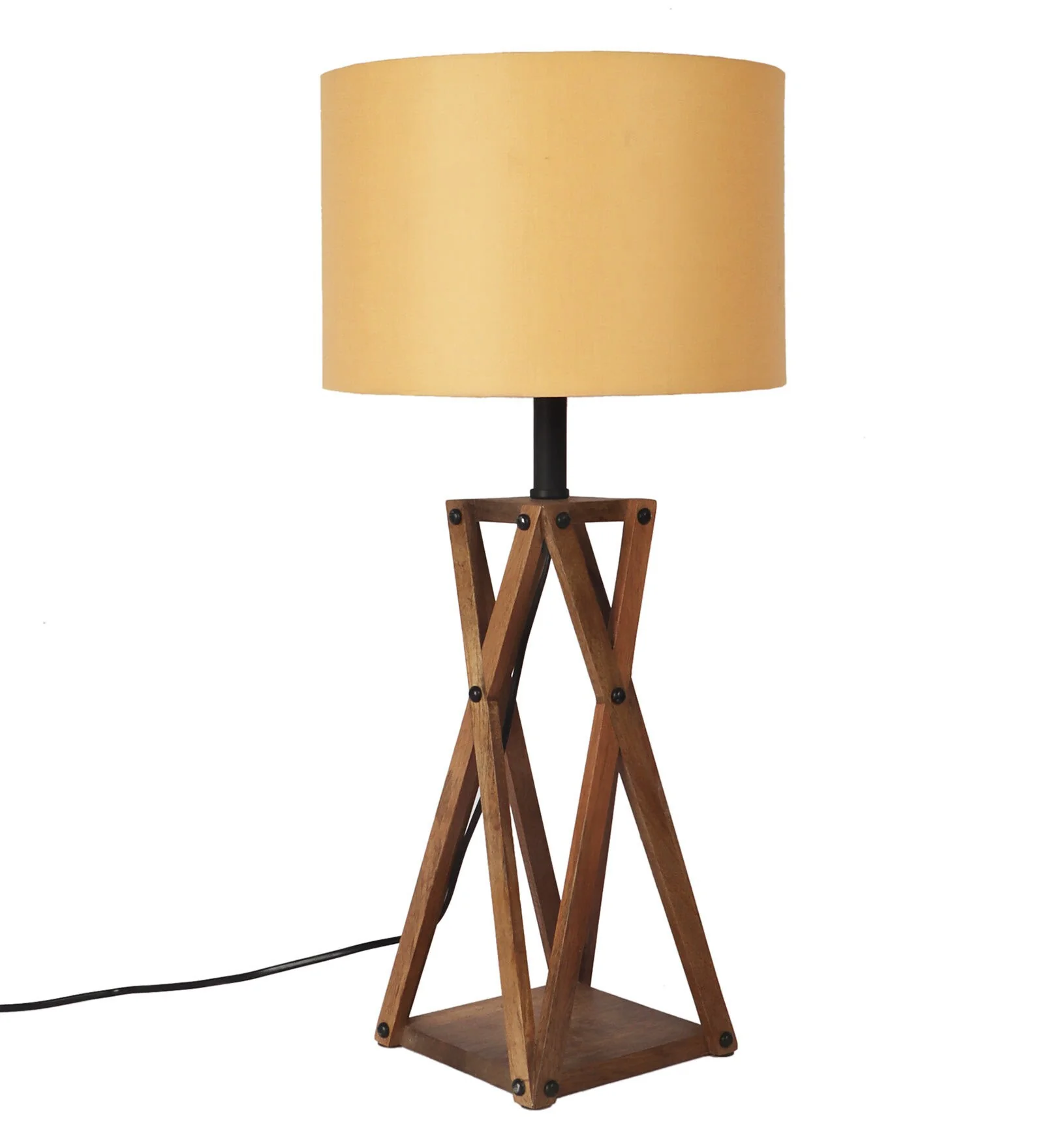 Premium Designer Vintage Beige Fabric Shade Table Lamp - Image 5