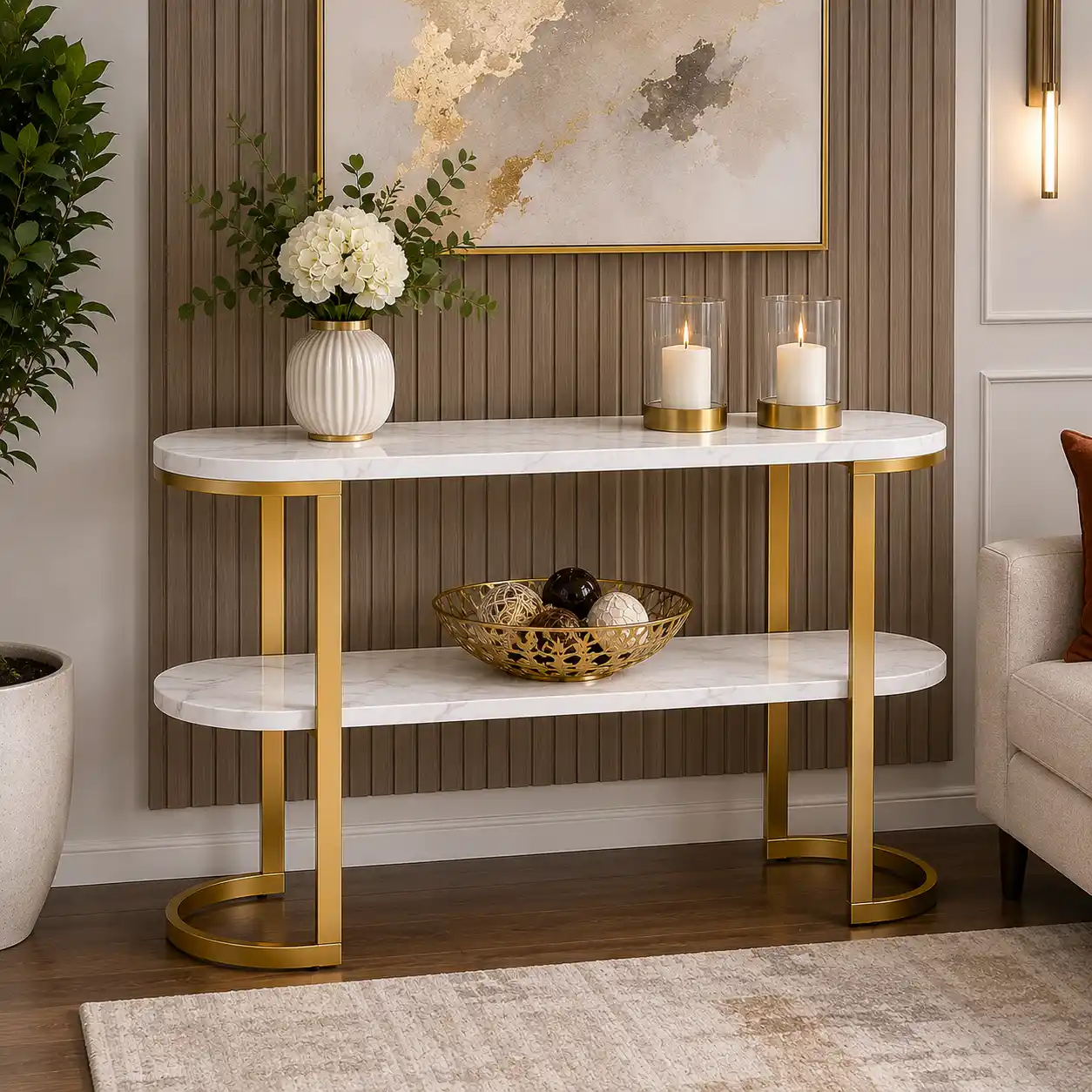 Premium Entryway Console Table with Marble Top - Image 4