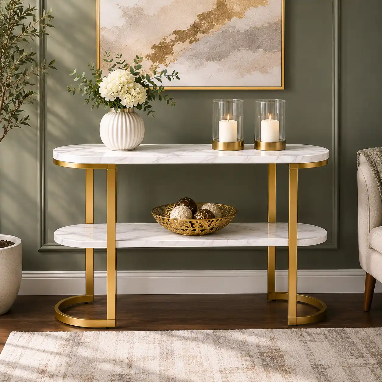 Premium Entryway Console Table with Marble Top - Image 5
