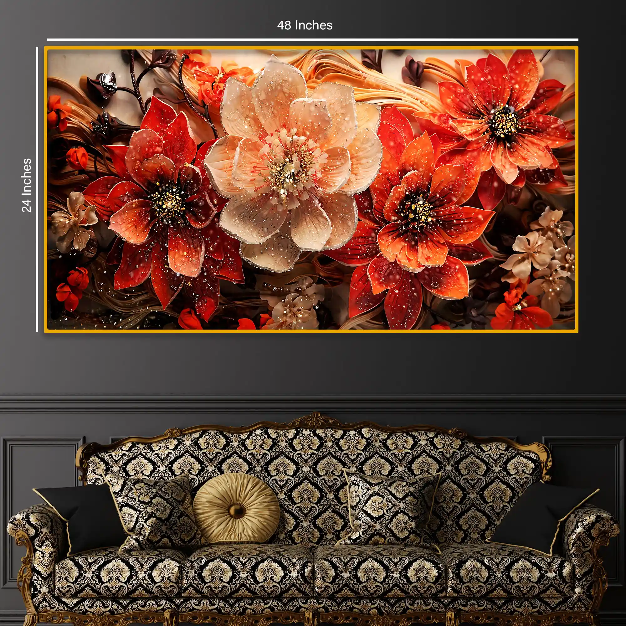 Premium Floral Crystal Glass Painting for Home Décor - Image 5