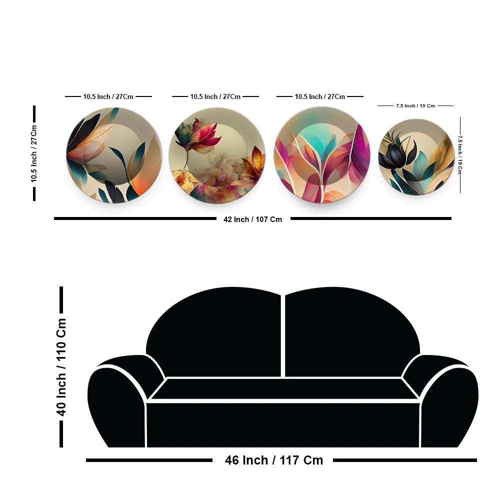 Premium Flower Art Painting Wall Plates Set of 4 - Image 6