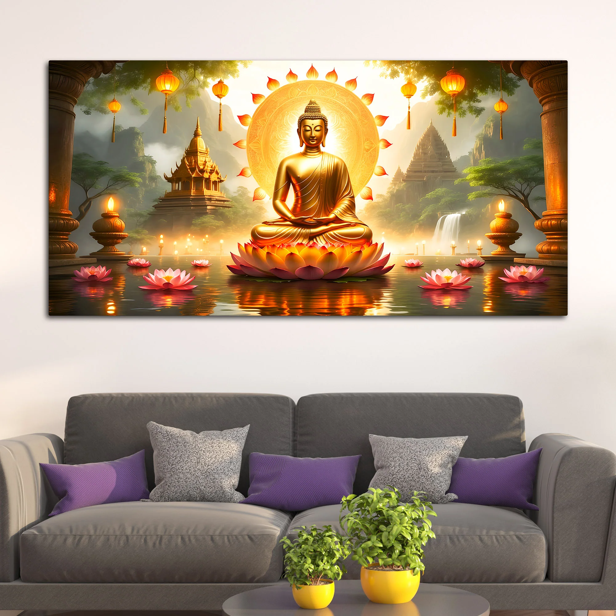 Premium Gautam Buddha Canvas Painting for Spiritual Décor - Image 3
