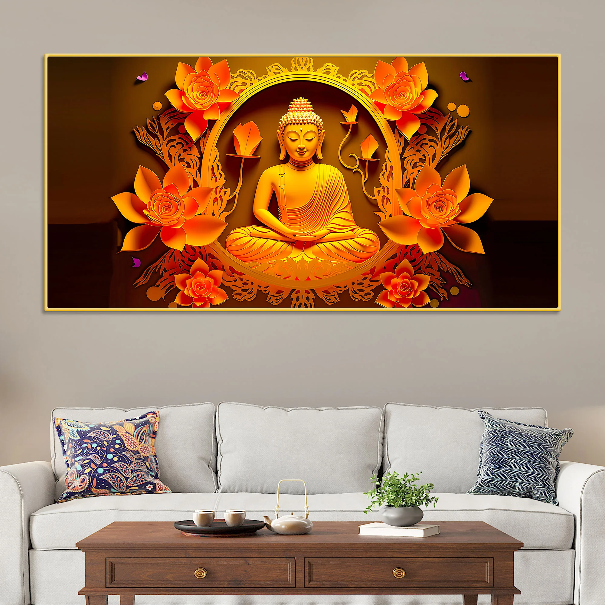Premium Gautam Buddha Wall Painting for Spiritual Home Decoration