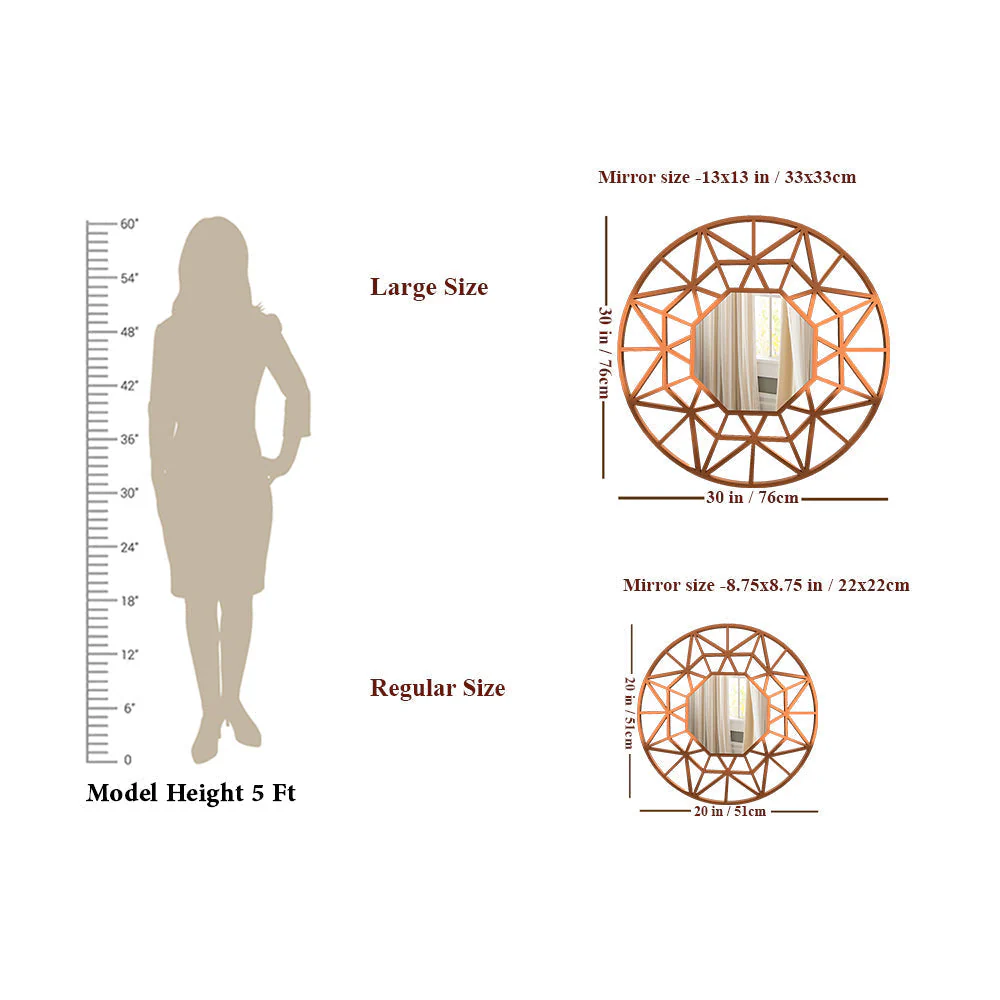 Premium Geometric Cut Copper Finish Designer Wall Mirror - Image 5