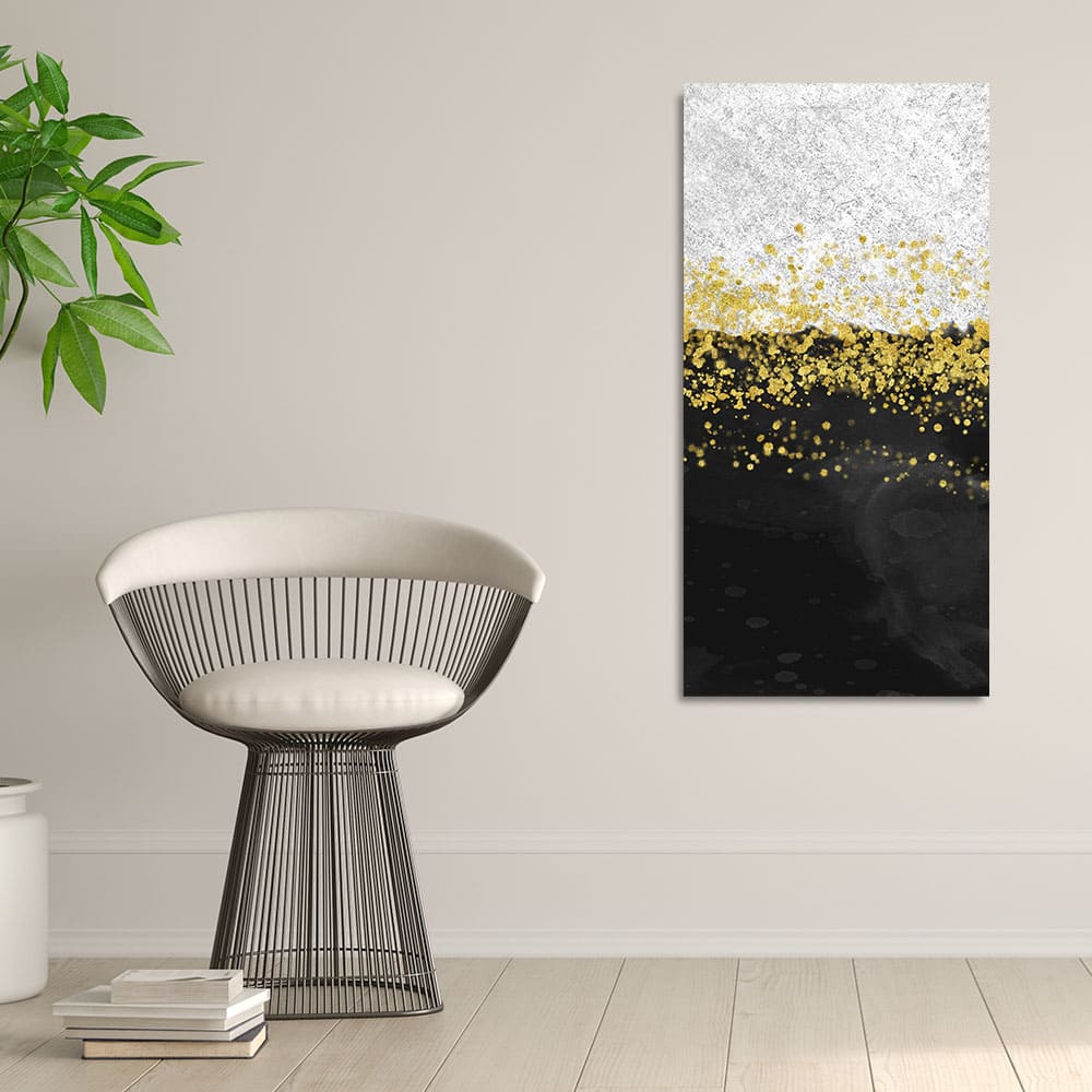 Premium Gold Glitter Particles on Black and White Background Canvas and Wall Painting - Image 2