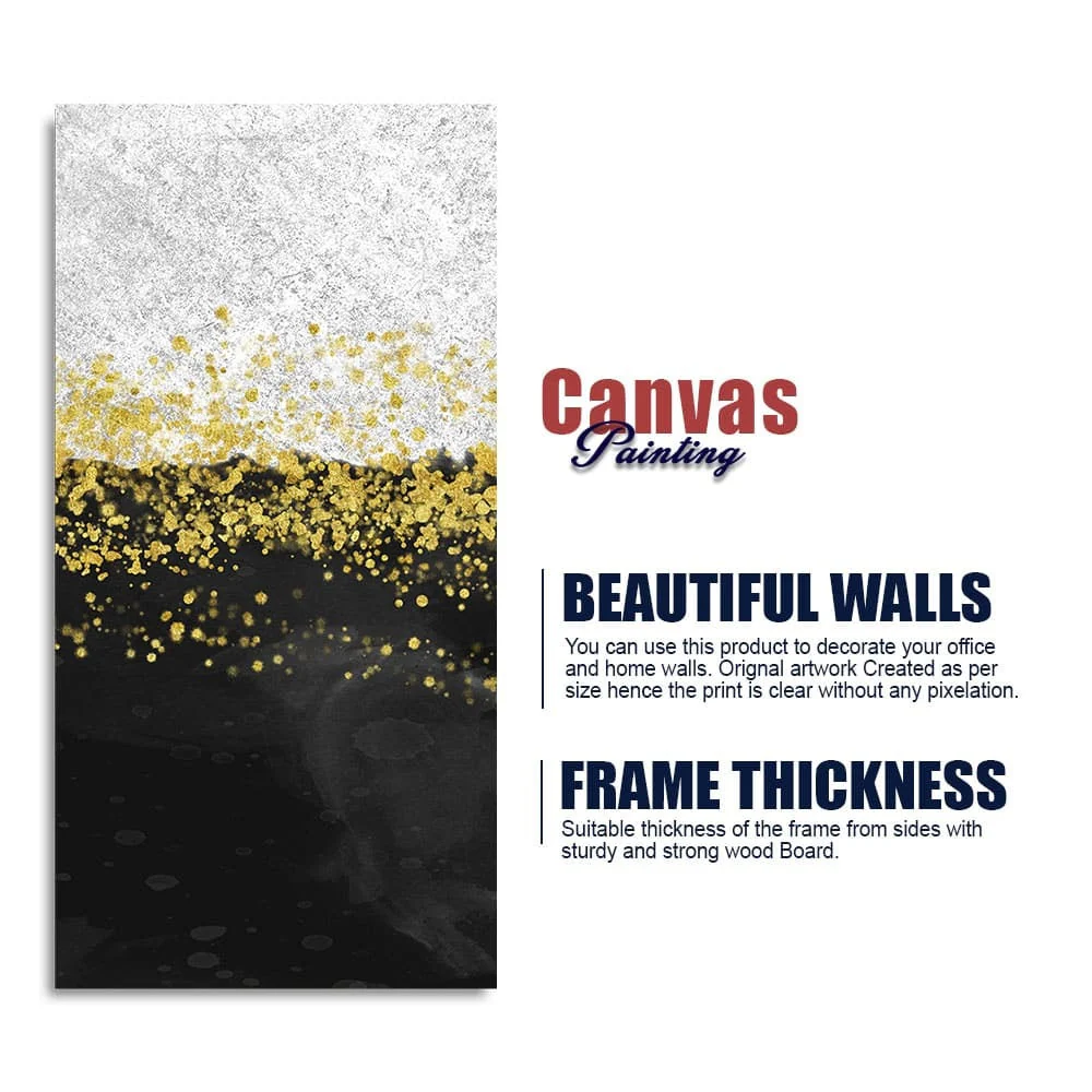 Premium Gold Glitter Particles on Black and White Background Canvas and Wall Painting - Image 6