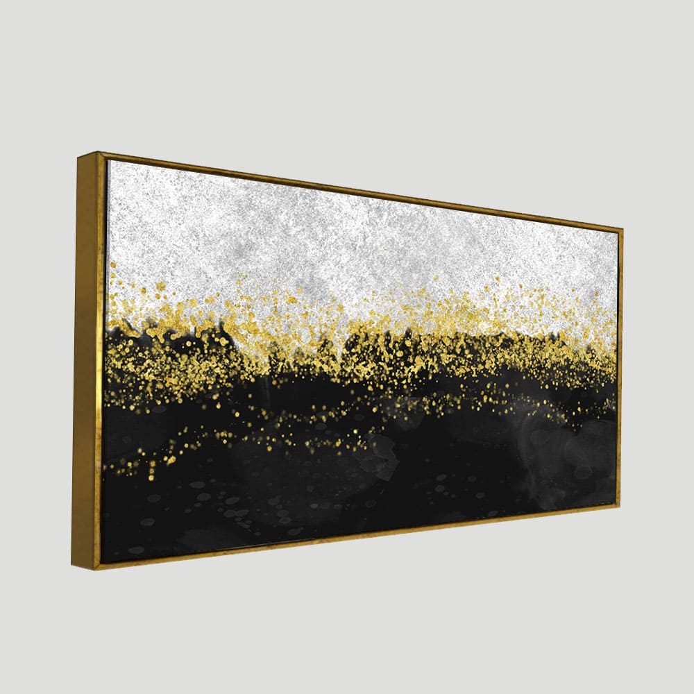 Premium Gold Glitter Particles on Black Background Canvas and Wall Painting - Image 5