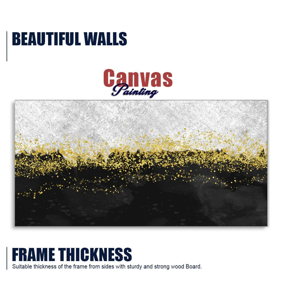 Premium Gold Glitter Particles on Black Background Canvas and Wall Painting - Image 6