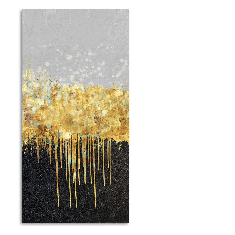 Premium Gold Glitter Particles on Black Background Canvas Wall Painting - Image 4