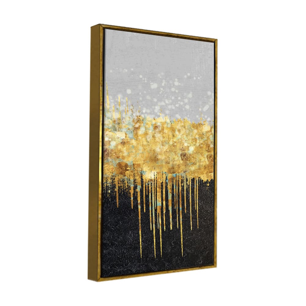 Premium Gold Glitter Particles on Black Background Canvas Wall Painting - Image 5