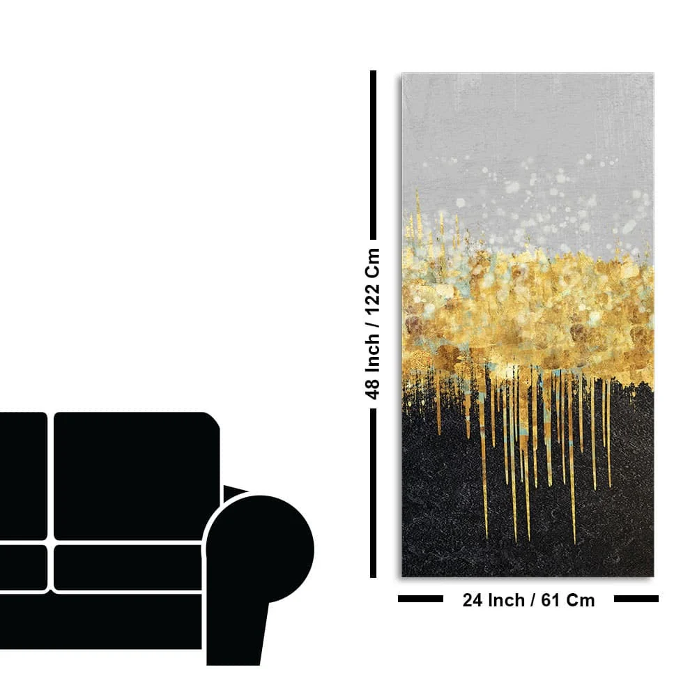 Premium Gold Glitter Particles on Black Background Canvas Wall Painting - Image 7